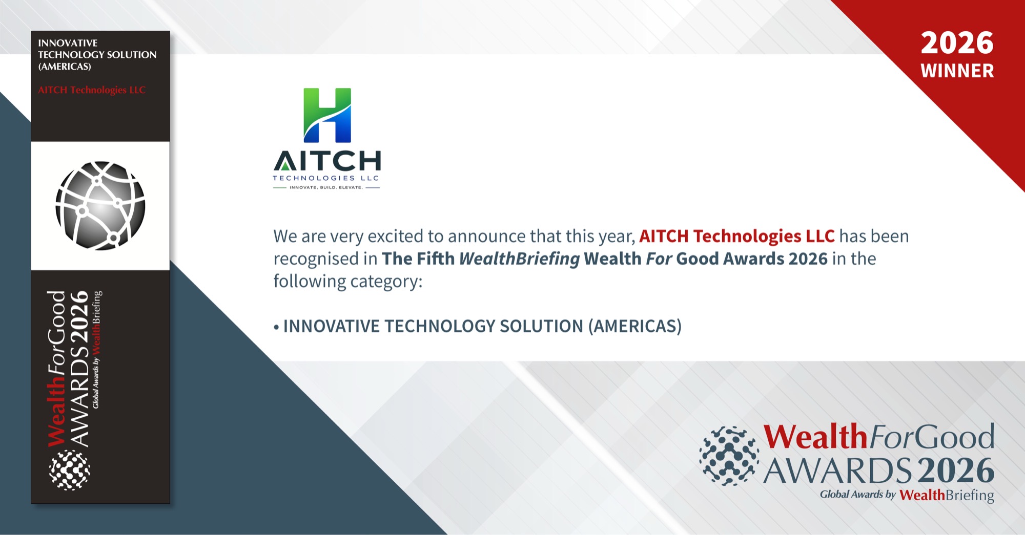AITCH Technologies — Wealth For Good Awards 2026 Winner, Innovative Technology Solution (Americas)